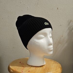 Lacoste Black Knit Beanie
